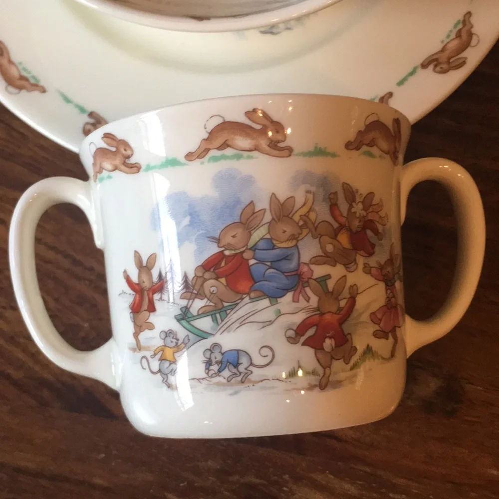 3 Vintage Royal Doulton Bunnykins Child Place Setting Set from 80s 1980s